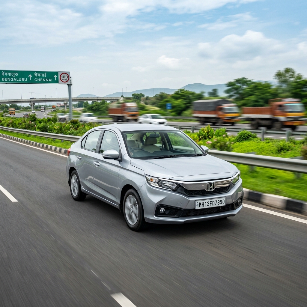 Honda Amaze on Indian expressway