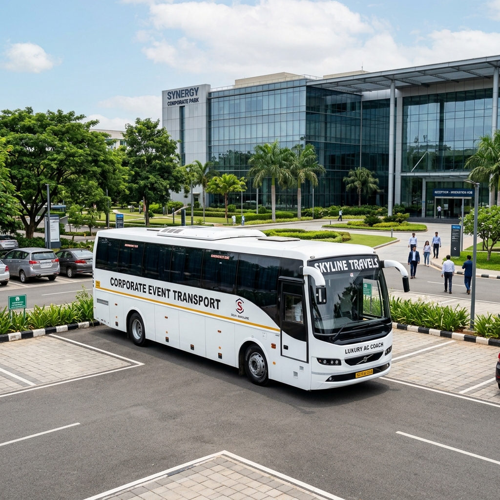 27-seater luxury coach at corporate campus